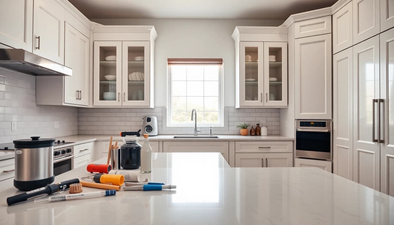 Enhance your home with Cabinet Refacing Clearwater FL featuring modern, stylish cabinetry in a professional kitchen.