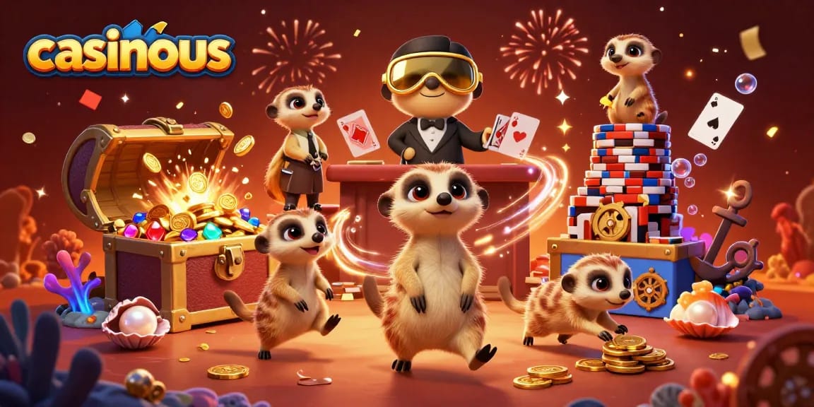 Experience lively meerkats in a casino setting as they orchestrate winning gameplay at casinous.