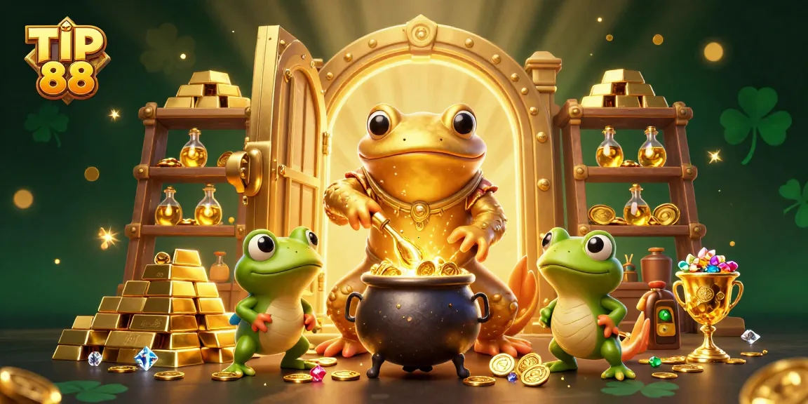 Engage with TIP 88 in a vibrant 3D casino scene featuring gold, jewels, and magical creatures.