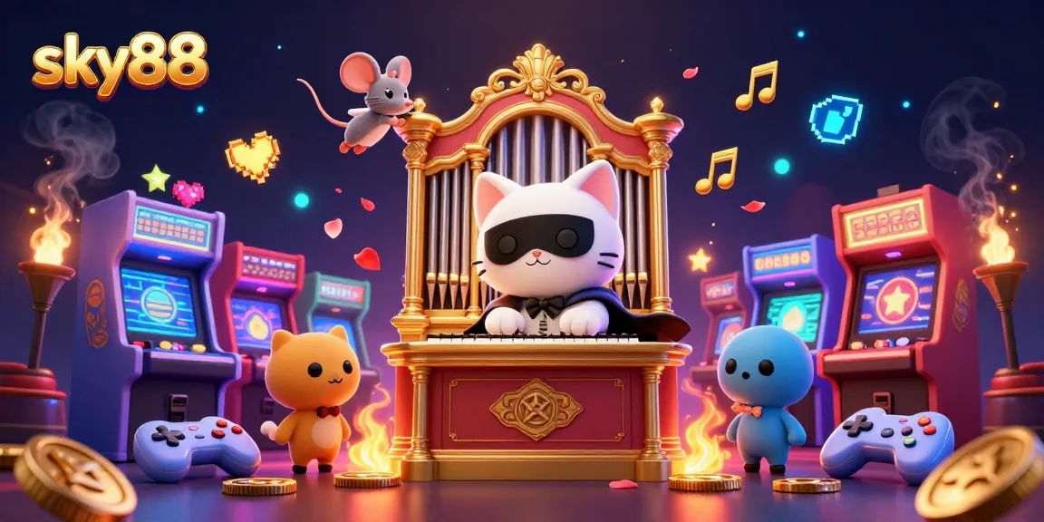 Experience thrilling gameplay at sky88 with vibrant casino elements and cartoon characters animated in an engaging scene.