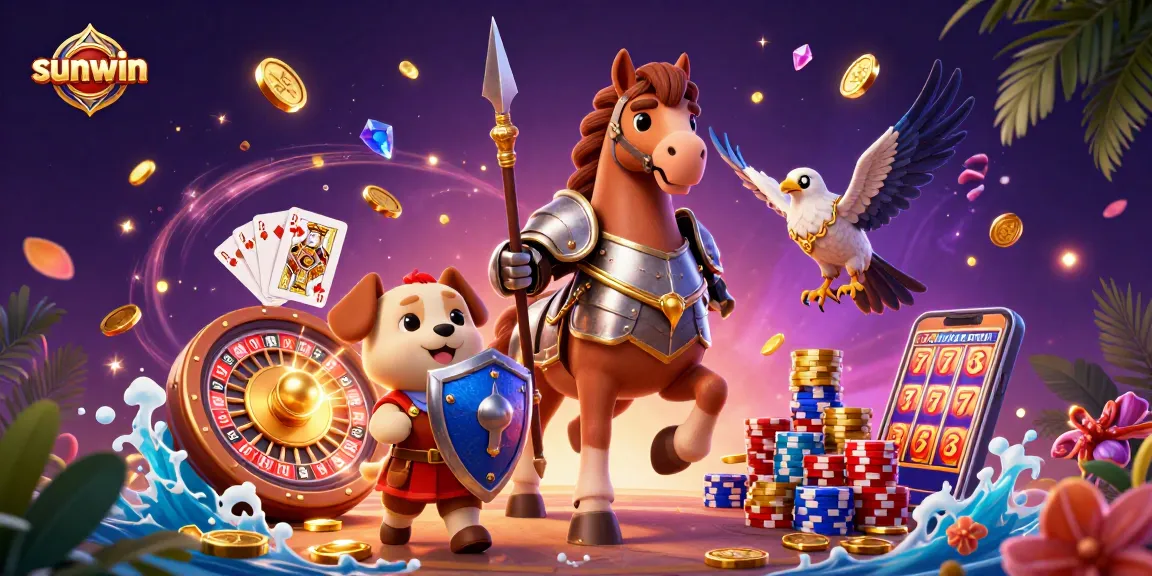 Experience the thrill of sunwin with an exciting medieval-themed casino scene featuring knights and game elements.