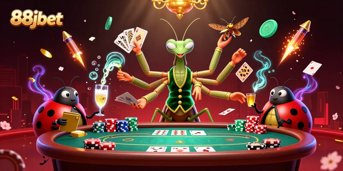Engage with 88jbet's vibrant 3D casino scene featuring animated characters and lively gambling elements.