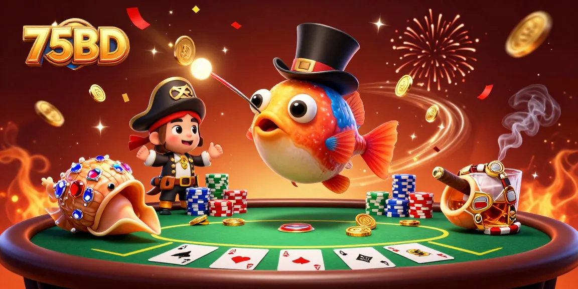 Experience exhilarating gameplay with 75BD's colorful casino scene featuring poker action.