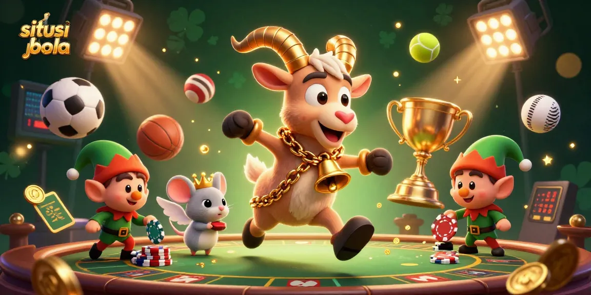 Menggoda di situs judi bola dengan visual menarik, Krampus dan karakter lainnya beraksi di kasino bertema kekalahan.