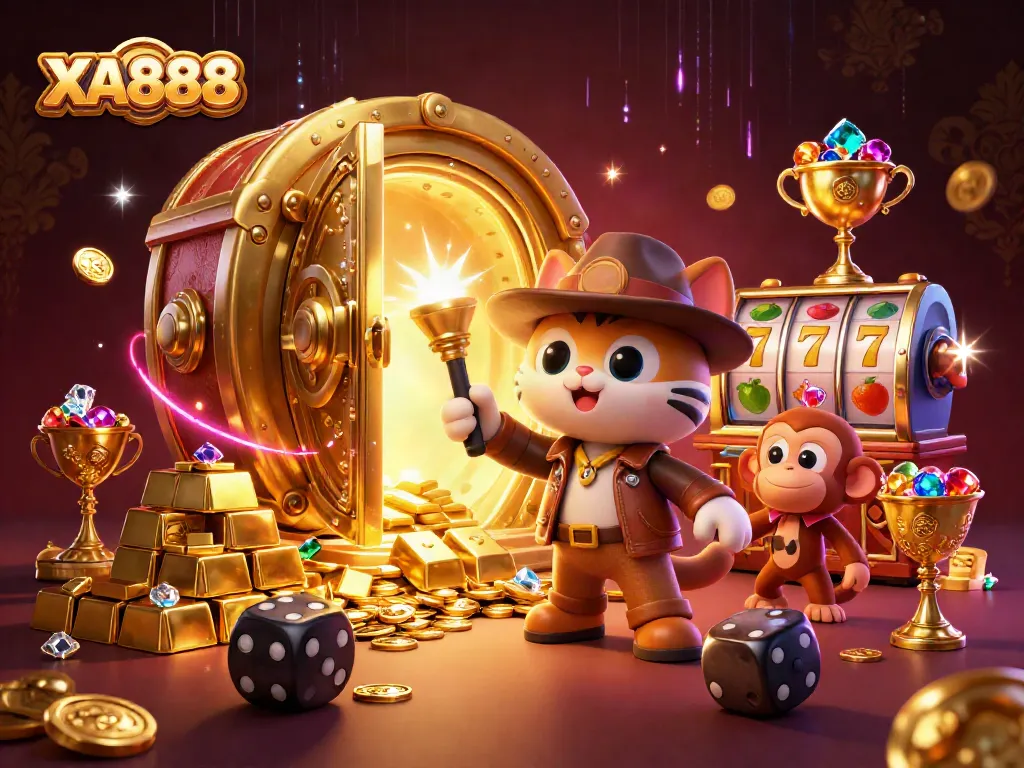 Try your luck with XA888 as the cartoon archaeologist cat discovers hidden treasures at the casino.