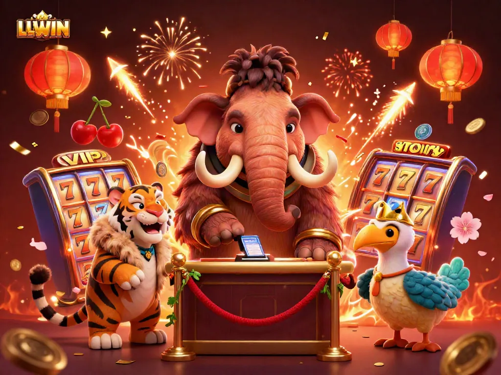 Experience heightened excitement with LLWIN as a woolly mammoth checks IDs for a rich casino adventure.