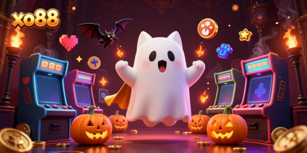 Experience thrilling gaming excitement at xo88 in a vibrant haunted casino scene.