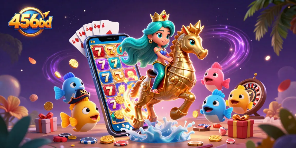 Immerse in 456bd's vibrant betting scene with mermaid princess, seahorse, and dynamic casino elements.