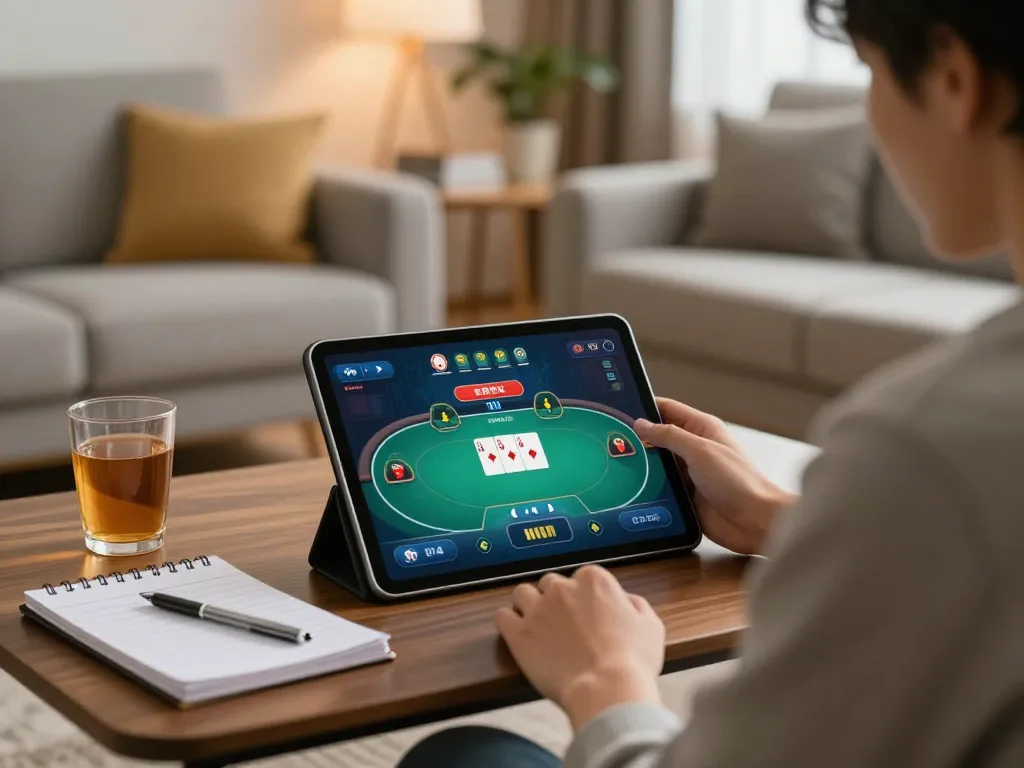 C168 players enjoying an online poker game during a cozy evening at home