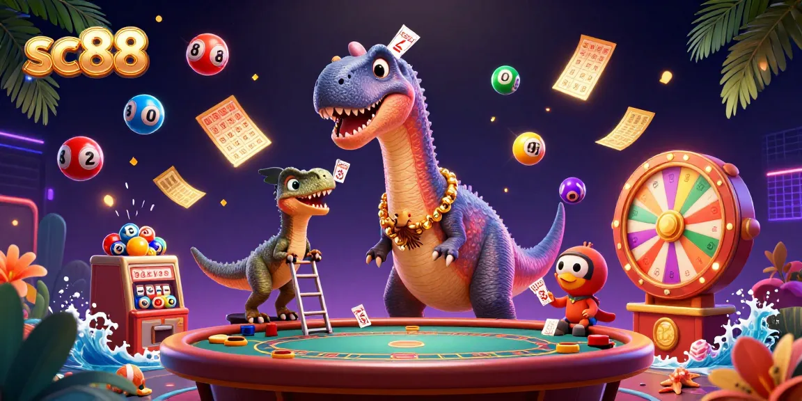 Experience the excitement of sc88 with a vibrant casino-themed illustration featuring dynamic characters.