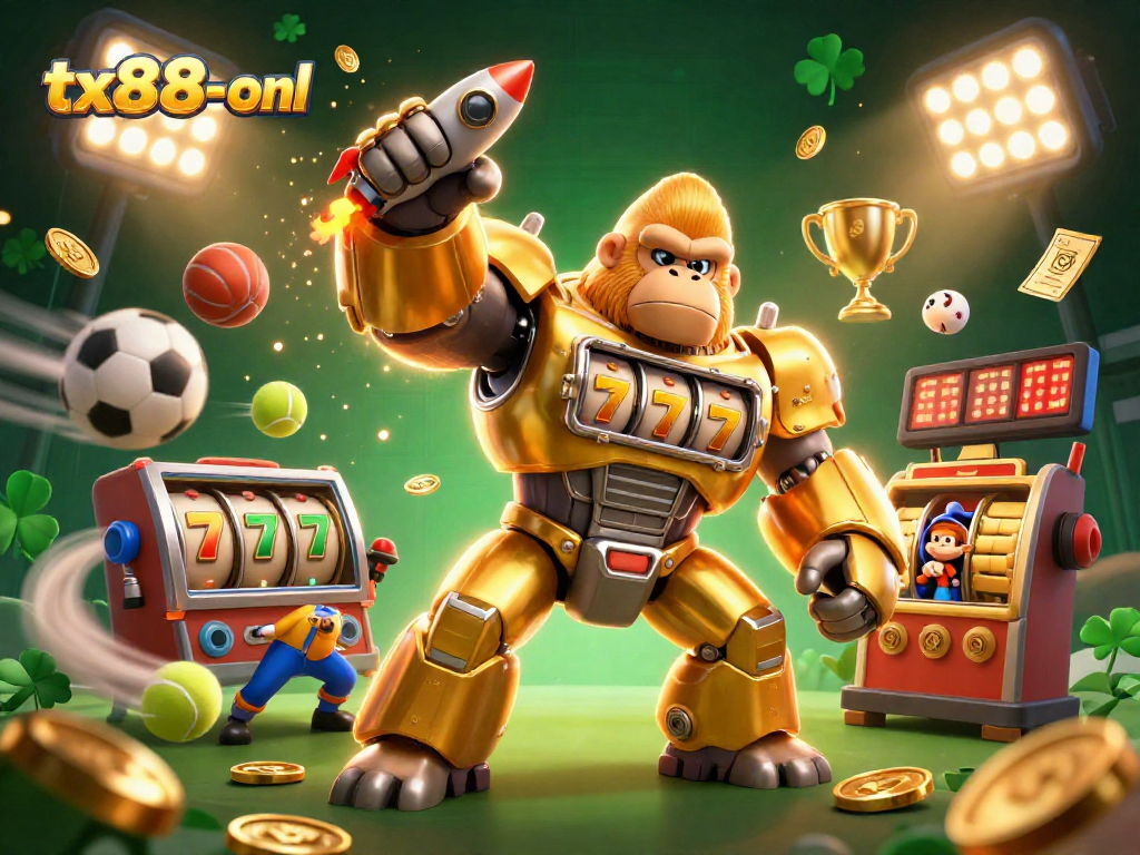 Experience thrilling gameplay with tx88-onl’s golden gorilla mech and action-packed sports betting elements.