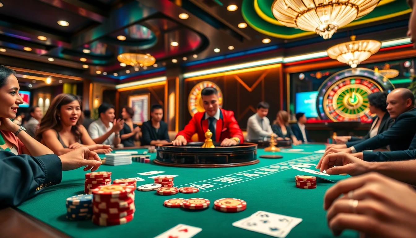 Players enjoy an exciting game at VN88, highlighted by vibrant casino elements and thrilling atmosphere.