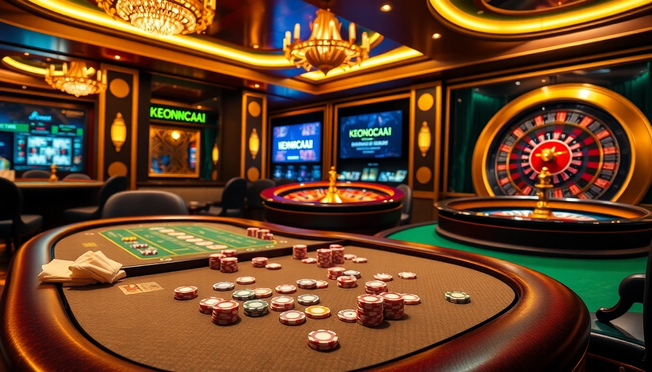 Experience the thrill of betting strategies with KEONHACAI at a glamorous casino setting.