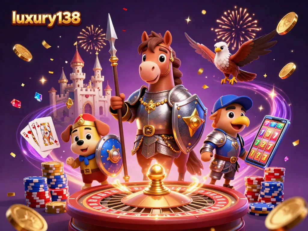 Experience luxury138 with a thrilling 3D medieval casino scene featuring knights, coins, and roaring jackpots!