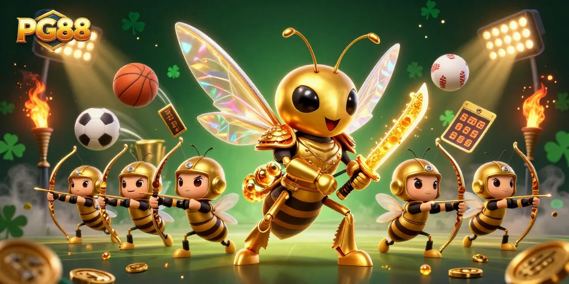 Experience thrilling gameplay at PG88 with a dynamic 3D illustration showcasing exciting sports betting elements.