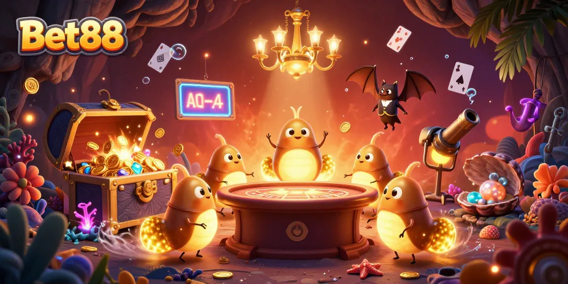Experience casino excitement at Bet88 with vibrant glowworms lighting up the action in a dynamic scene.