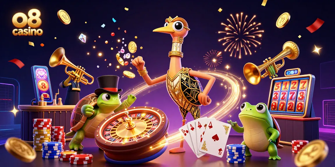 Experience winning thrills at o8 casino with vibrant characters and captivating gaming elements.