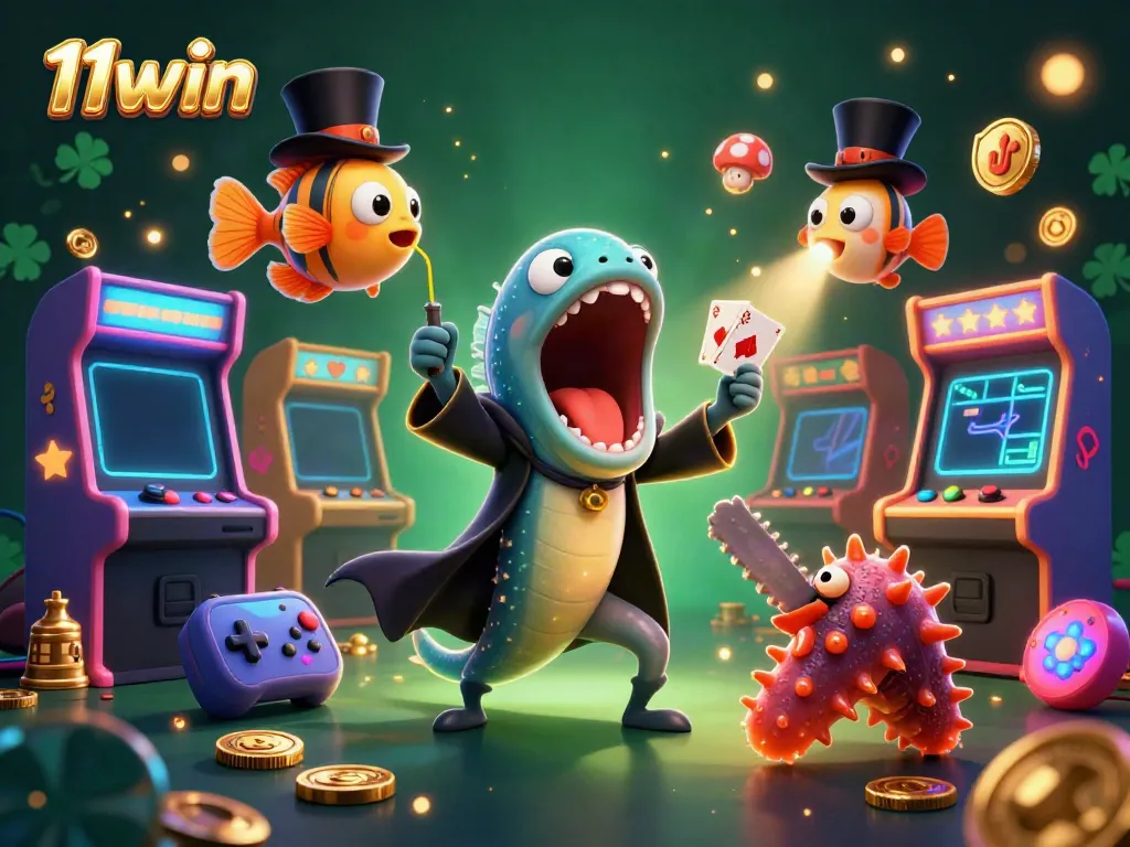 11win captivates players with a vibrant underwater casino scene featuring enchanting creatures performing magic.