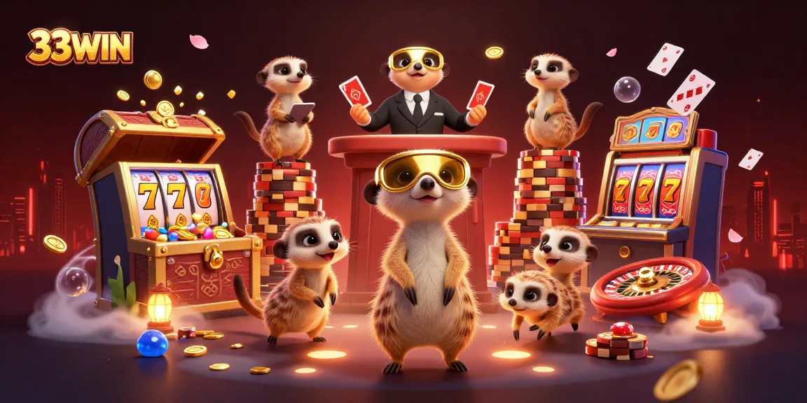 Experience thrilling gameplay at 33WIN's vibrant casino with engaging meerkats running exciting games.