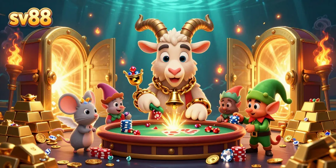 Engage with the festive casino world of sv88, where Krampus oversees playful chaos among elf gremlins in a gold-filled scene.