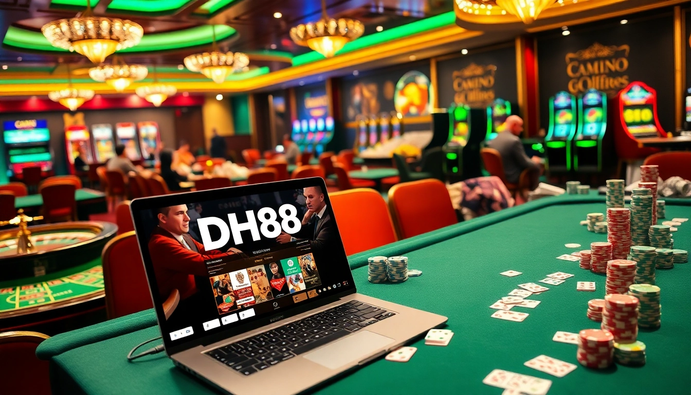Experience the thrill of online gambling at Trang chủ DH88 with vibrant casino visuals and exciting gameplay.