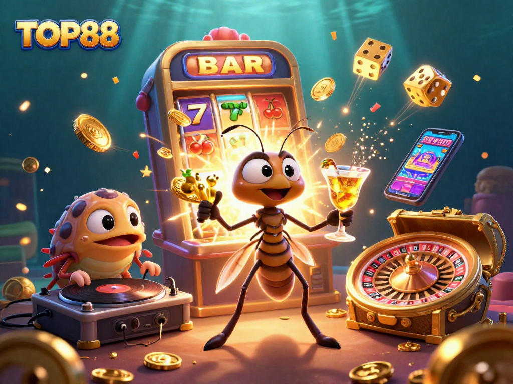 Engage with thrilling casino action at TOP88 featuring lively characters and dynamic game elements.