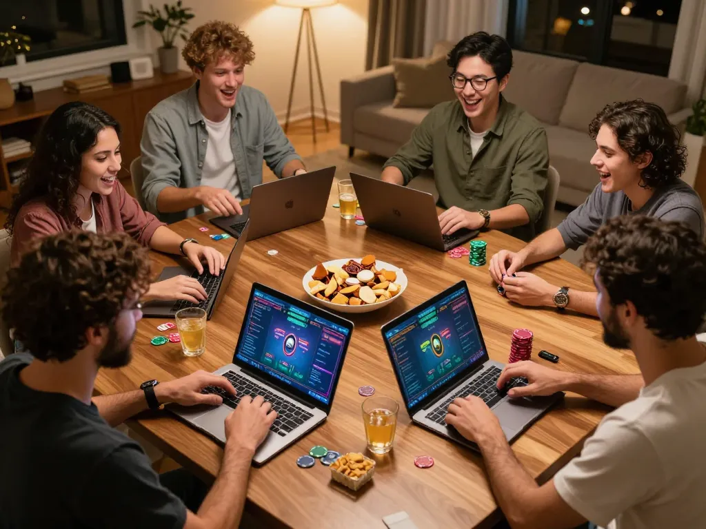 Players engaging in online poker strategy at home, enjoying the fun of 789win.