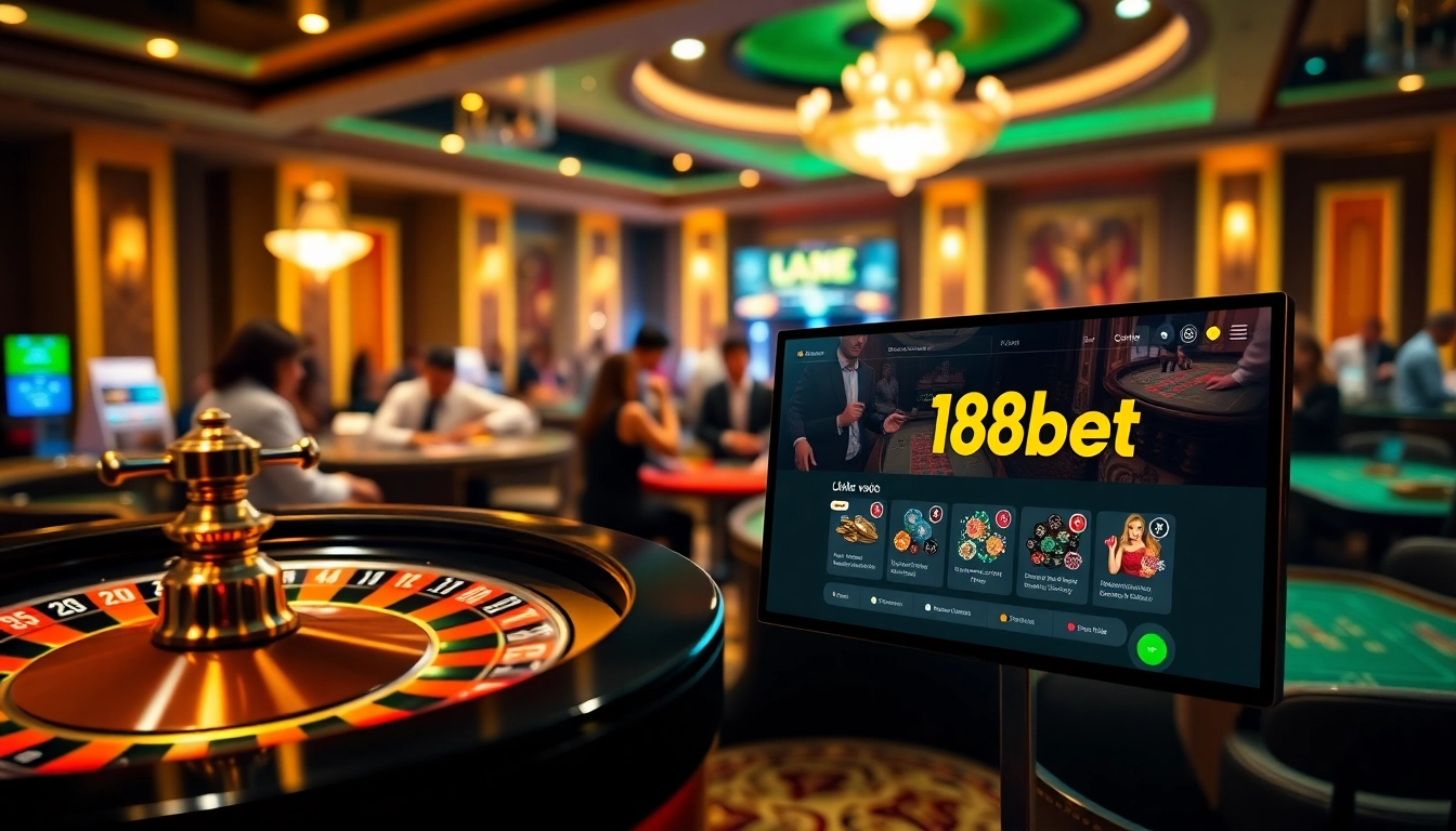Experience the thrill with the link vào 188bet interface showcasing exciting casino games and vibrant chips.