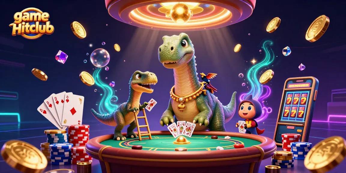 Engage in thrilling game Hitclub action surrounded by vibrant casino elements and characters.