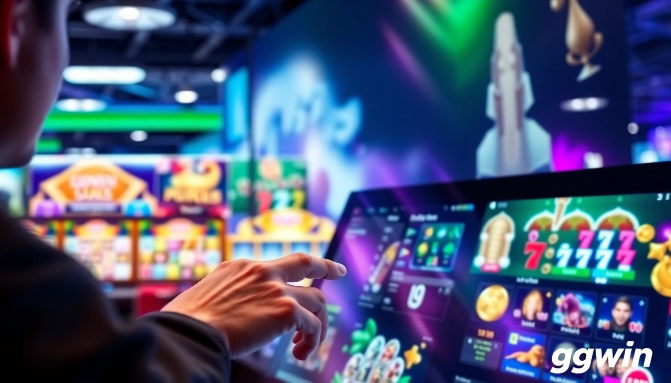 Engaging gaming scene highlighting ggwin's online casino action with vibrant colors and dynamic visuals.