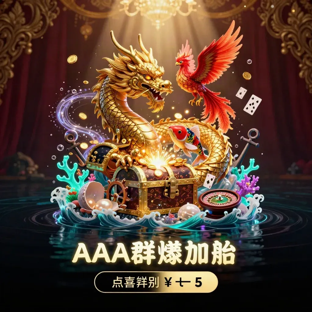 Dragão dourado com fênix e koi, tesouro submarino luxuoso com roleta e cartas.