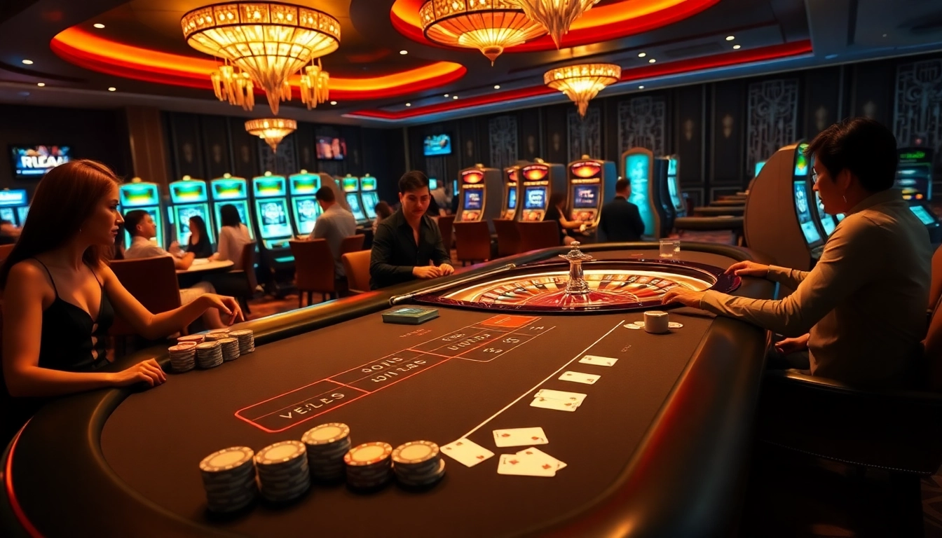 Experience the excitement of rr888 at a luxurious baccarat table in a high-end casino setting.