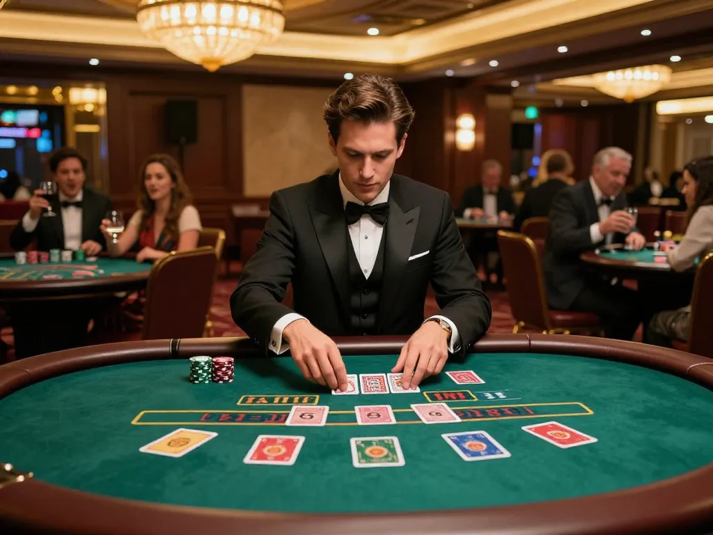 Player strategizing at cm88 blackjack table in a luxurious casino atmosphere.