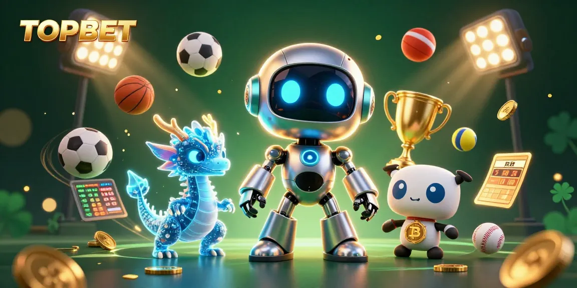 Engage with TOPBET's dynamic gaming scene featuring robots and sports elements for the ultimate betting experience.