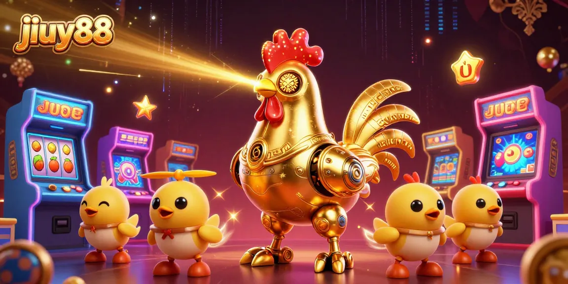Join the excitement with jiuy88's golden rooster robot dominating the casino slot scene, engaging players with laser beams.