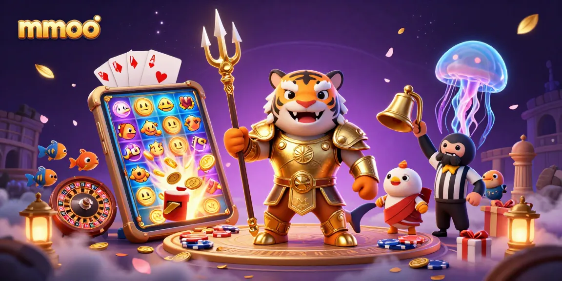 mmoo showcases a thrilling underwater casino scene with vibrant colors and dynamic characters.