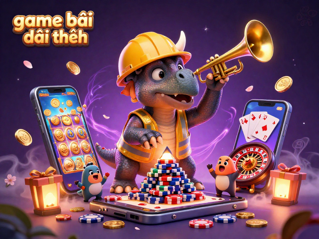 Experience thrilling game bài đổi thưởng with 3D characters celebrating a jackpot win in a vibrant casino scene.