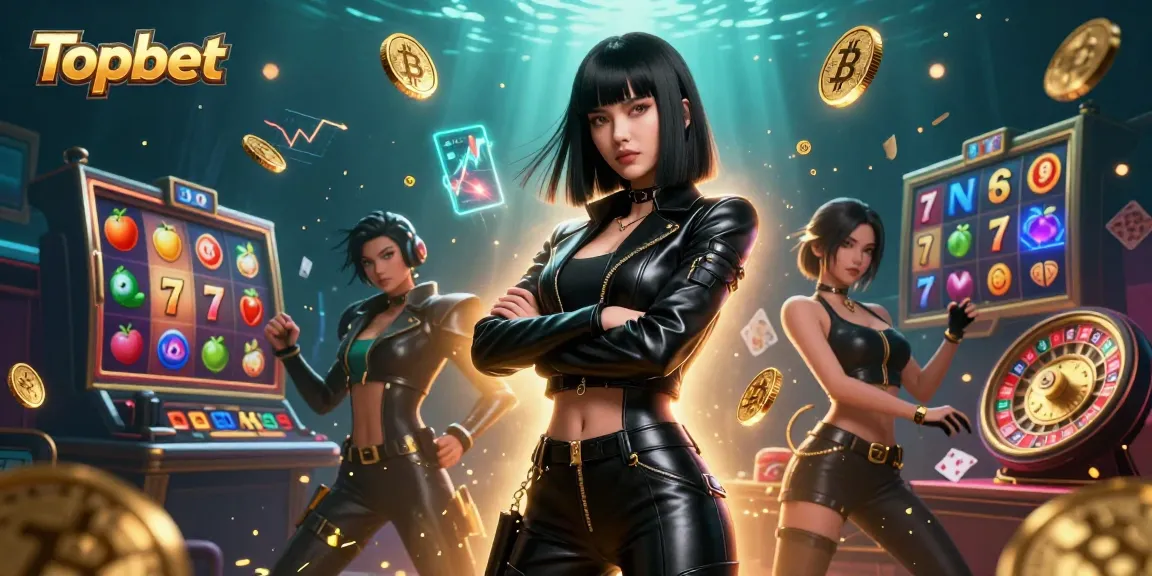 Experience thrilling wins with Topbet in this vibrant casino-themed 3D illustration.