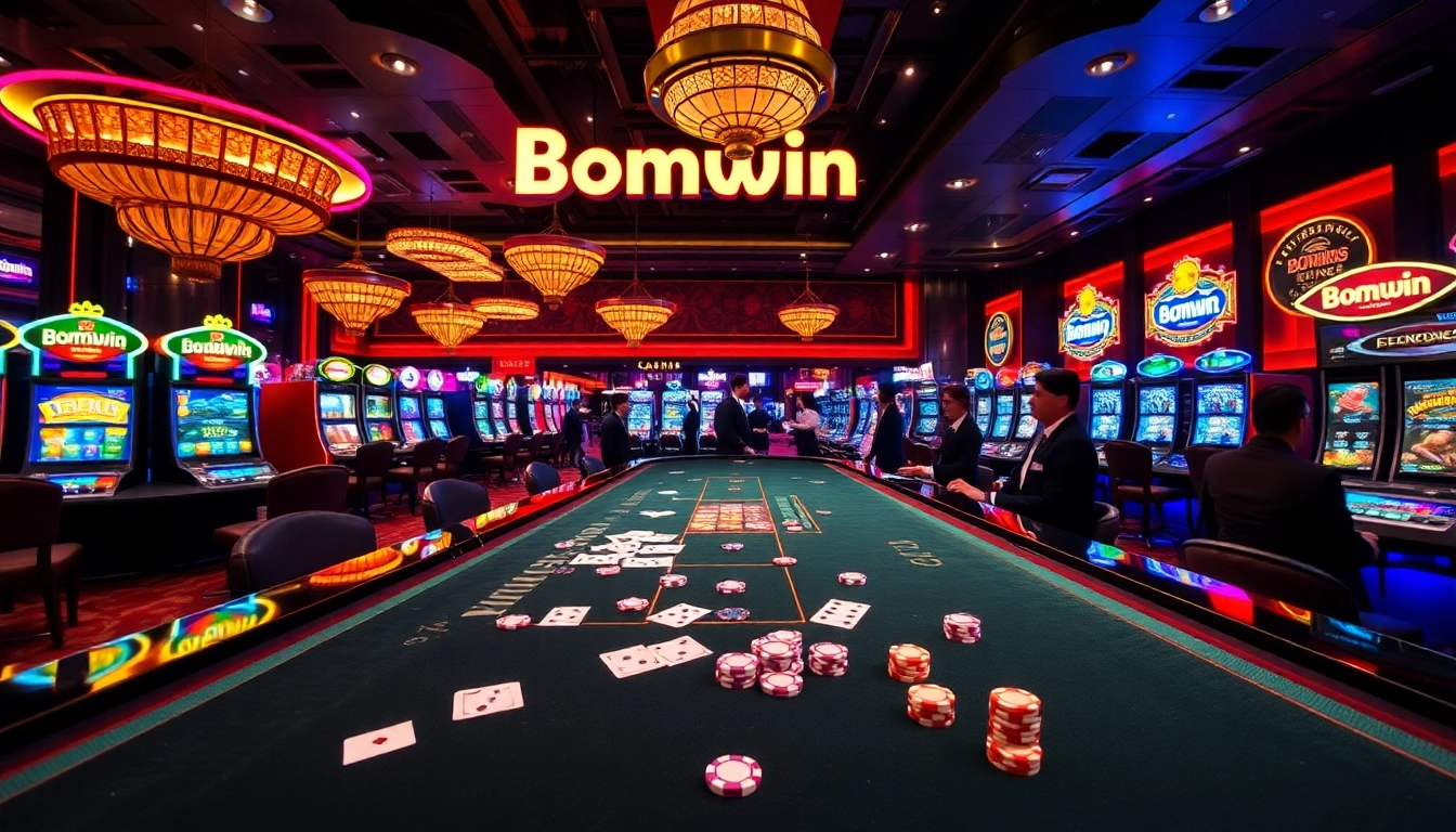 Experience thrilling gambling at Bomwin with vibrant casino tables and exciting gaming action.