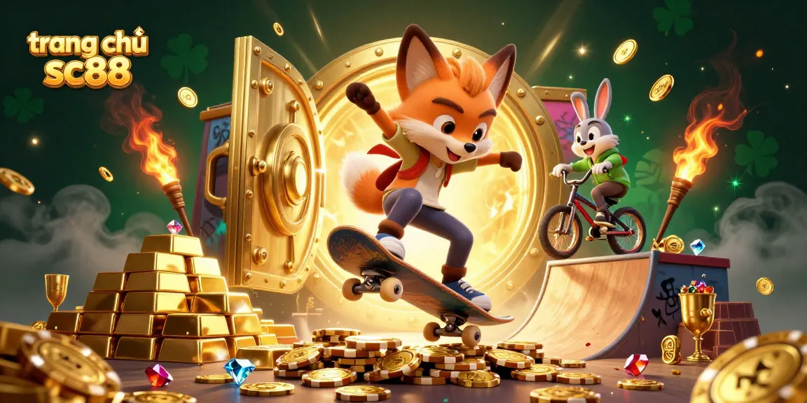 Engage with the thrilling scene at trang chủ sc88 featuring vibrant 3D cartoon characters in a dynamic casino setting.