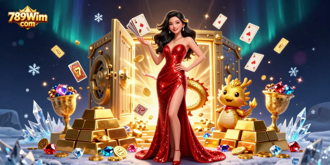 Join the excitement with 789Wim com, revealing treasures in a lavish casino scene.