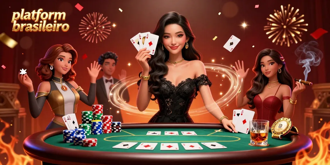 Experience the thrilling action on platform brasileiro with a captivating poker scene featuring elegant characters.