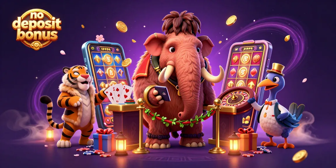 Experience an exciting no deposit bonus with vibrant casino characters and dynamic gaming elements.