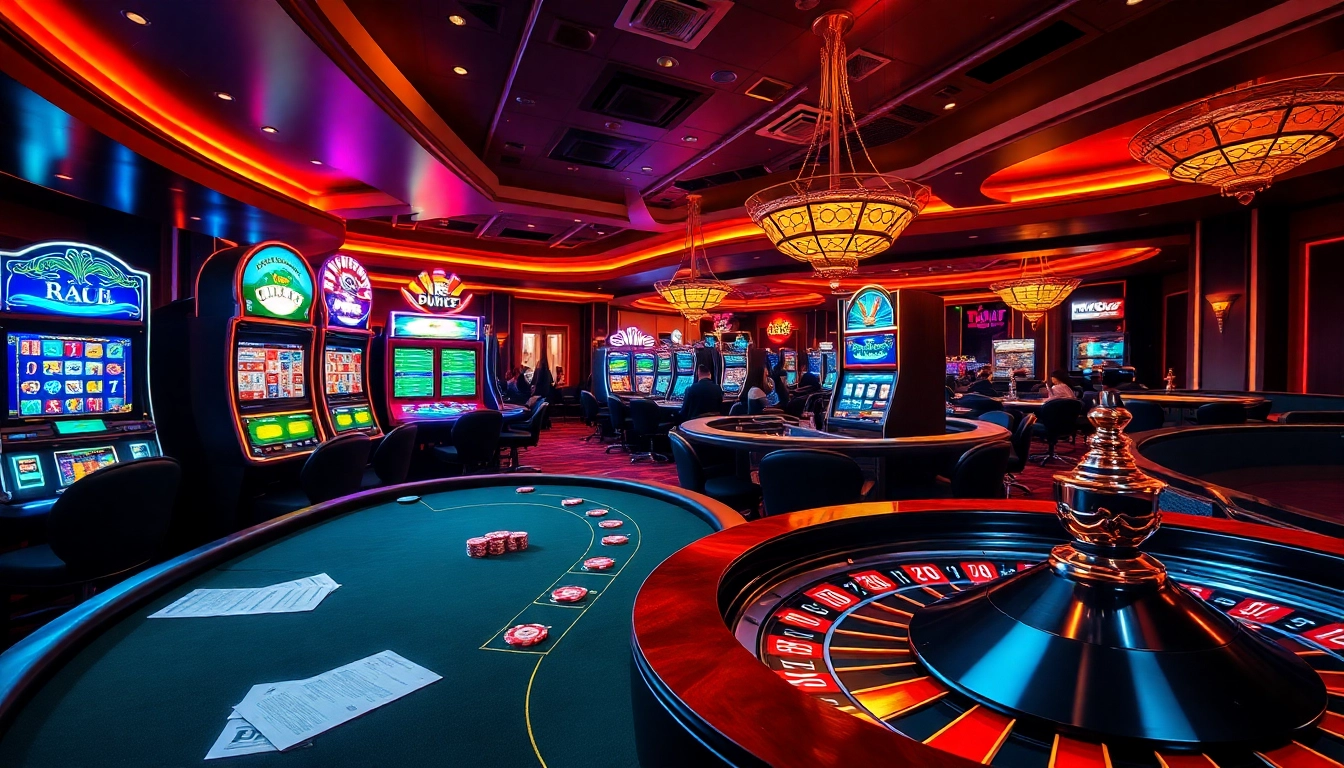Experience the excitement of soibet ไทย with vibrant casino visuals featuring poker tables and slot machines.