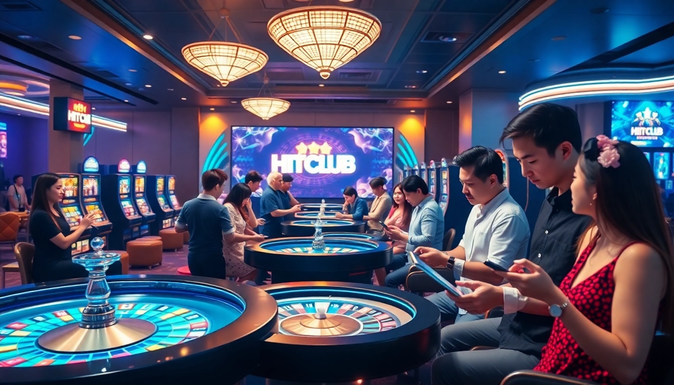 Players engaging at a vibrant HITCLUB casino, enjoying winning strategies without restrictions.