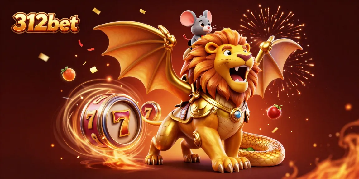 Experience the thrill of 312bet with a vibrant 3D casino scene featuring dynamic slot reels.