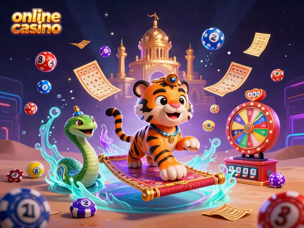 Experience the excitement of an online casino with vibrant characters and dynamic gaming elements.