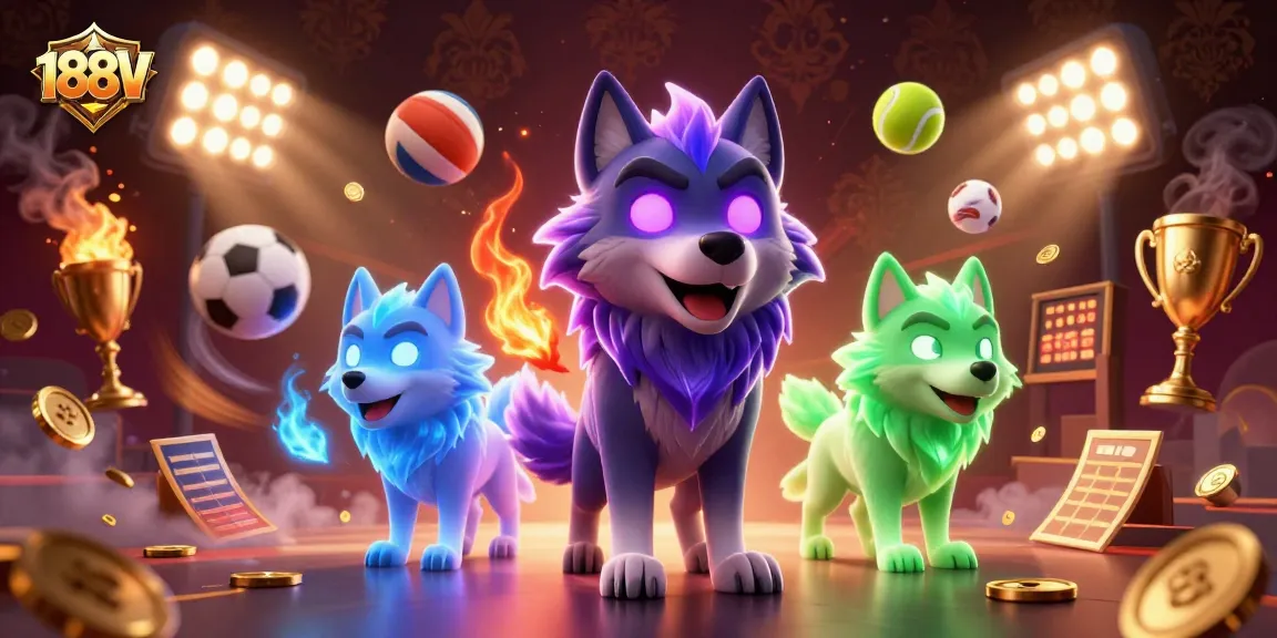 Engage in thrilling gameplay with 188V's dynamic casino atmosphere featuring ghostly wolves.