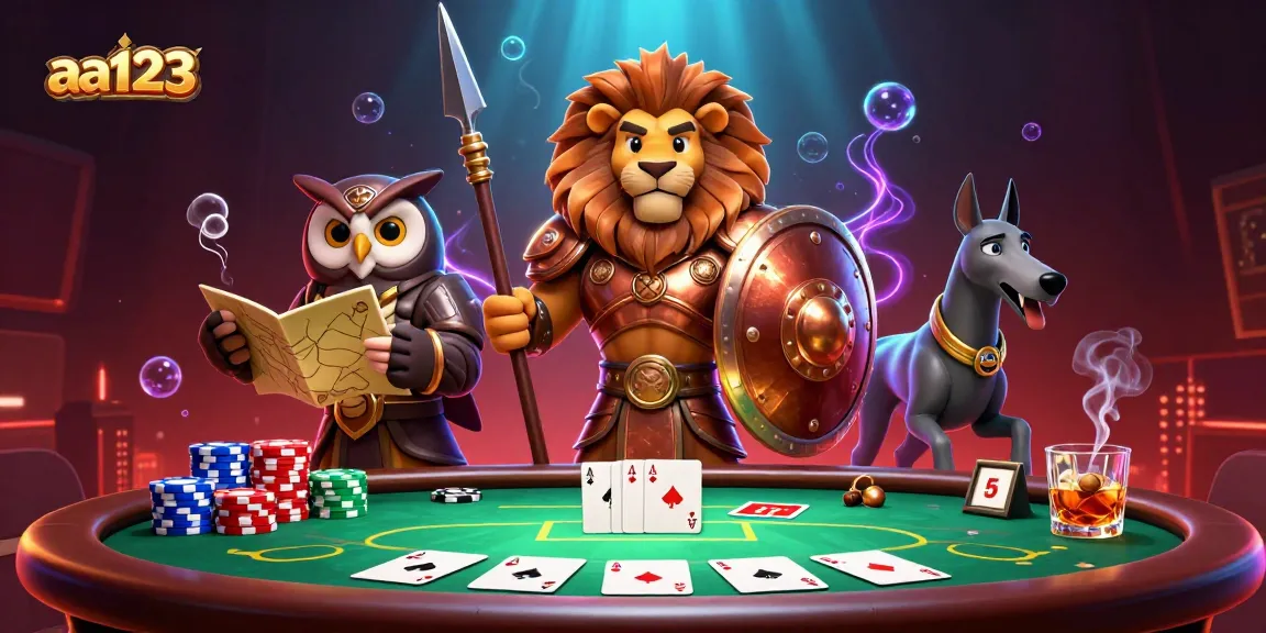Experimente uma ação emocionante de poker com a vibrante cena de jogos da aa123, exibindo jogabilidade estratégica e personagens dinâmicos.