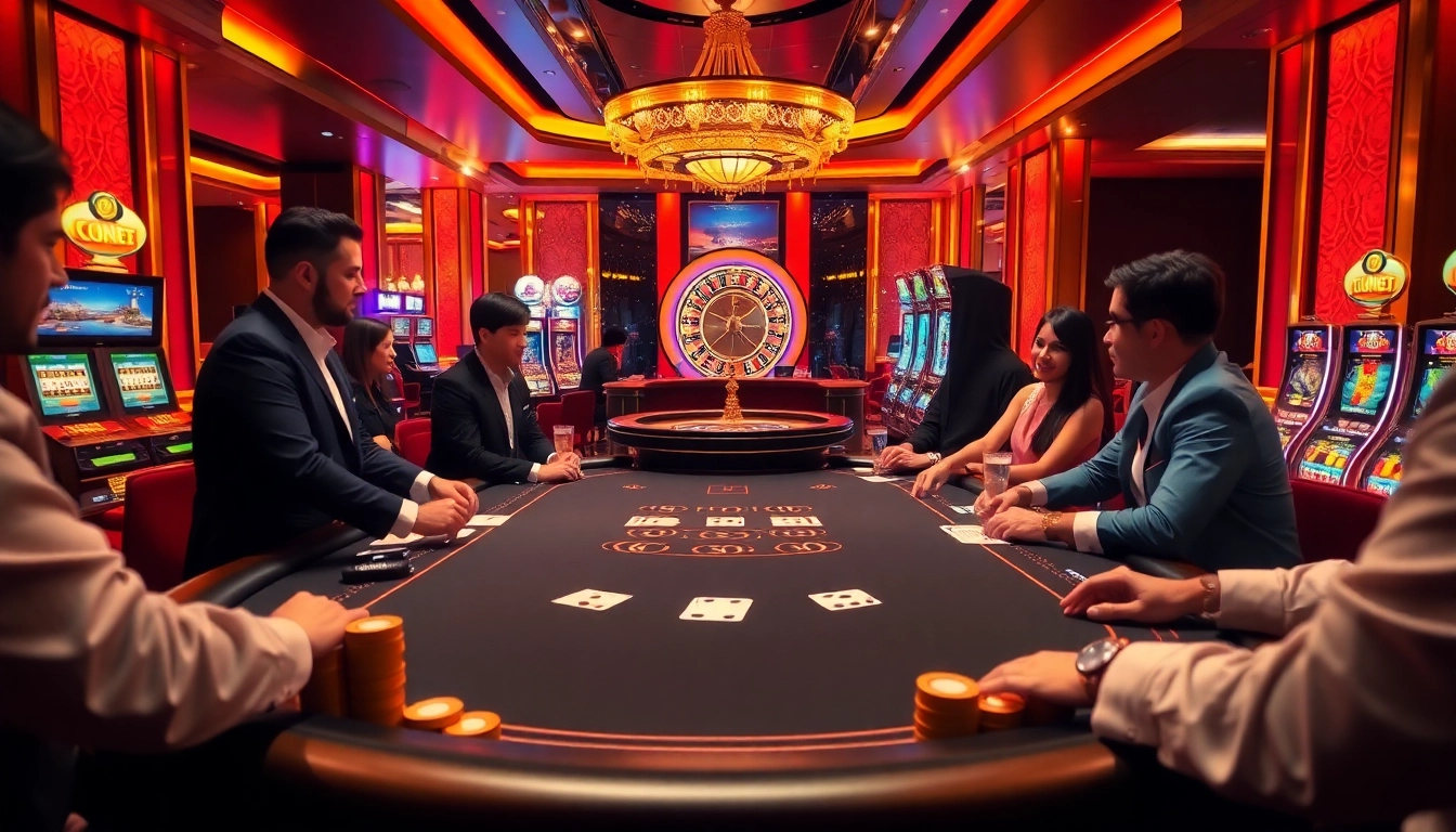 Engaging scene of players enjoying a game at i9bet com casino table with rich colors and excitement.